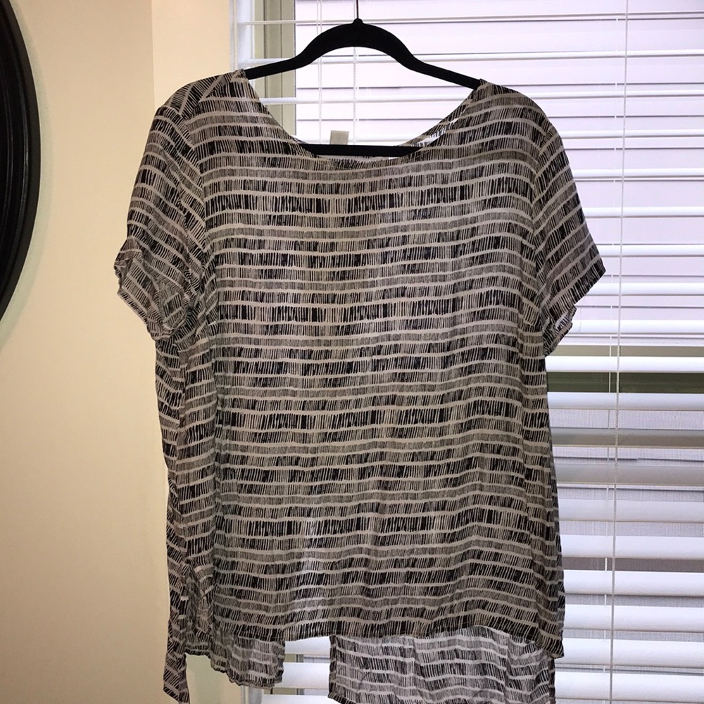 Black and white striped blouse